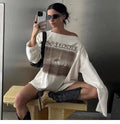 Evie Vintage Graphic Off-Shoulder Long Sleeve Top