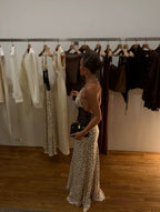 Nadege Polka Dot Lace Corset Maxi Dress