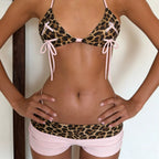 Talia Leopard Print Pink-Trim Bikini Set