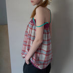 Nadia Plaid Lace-Trim Tube Top