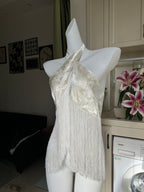 Freya Ivory Satin Fringe Halter Top