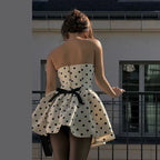 Gemma Vintage Polka Dot Strapless Mini Dress
