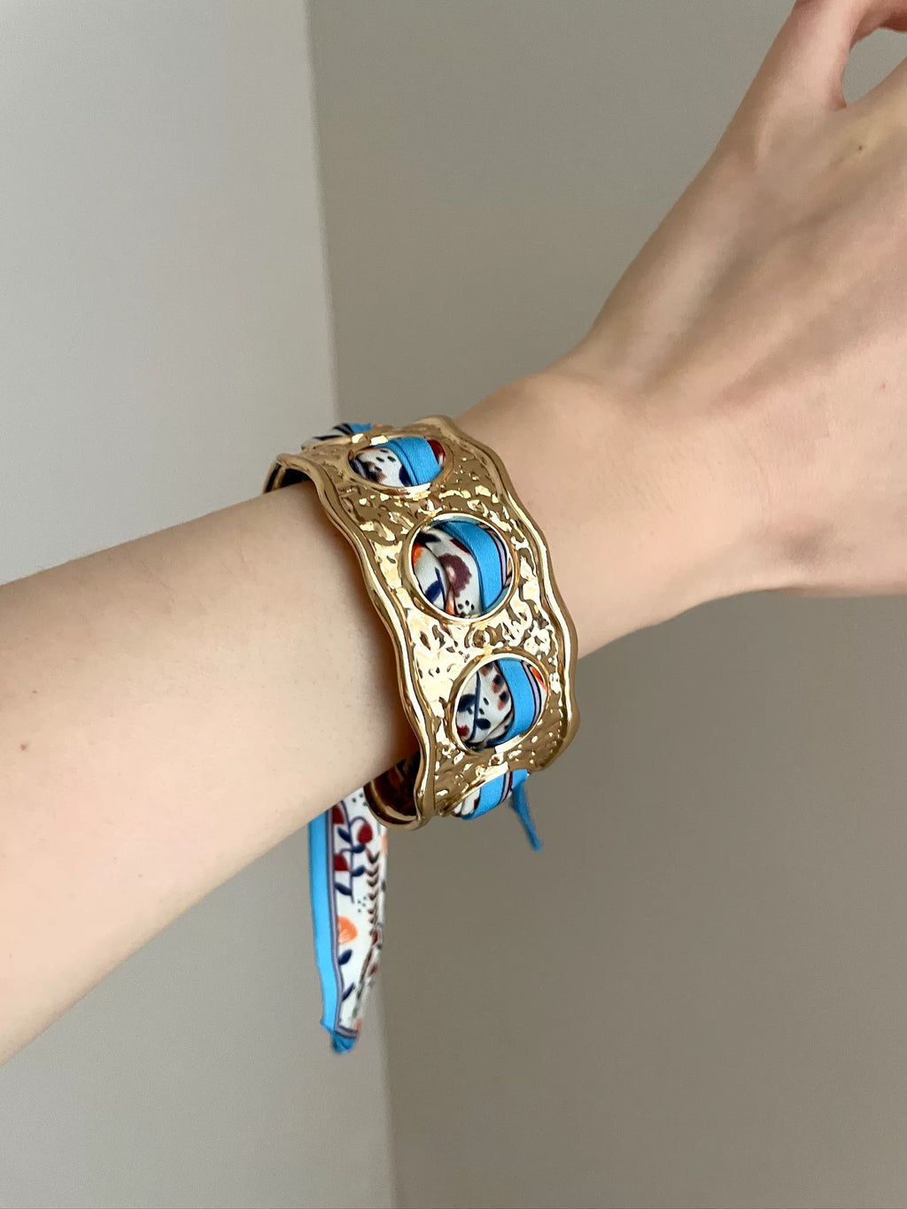 Romy Vintage Scarf-Wrapped Cuff Bracelet