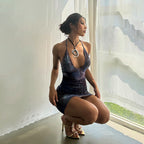 Rilna Abstract Halter Mini Dress