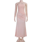 Elvan Strapless Ruched Maxi Dress