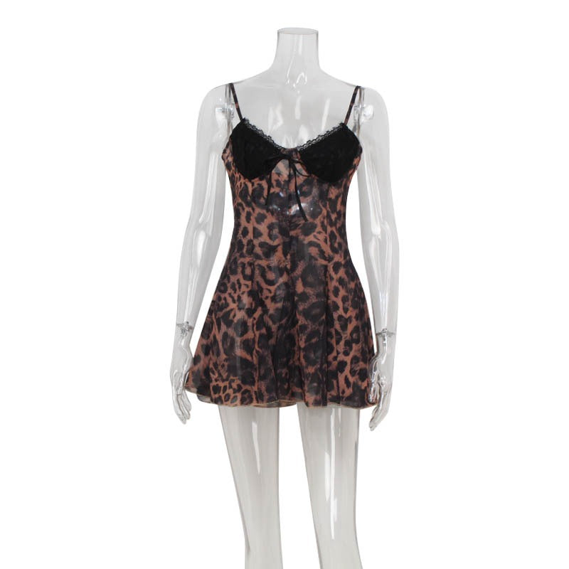 Velin Leopard Lace Mini Dress