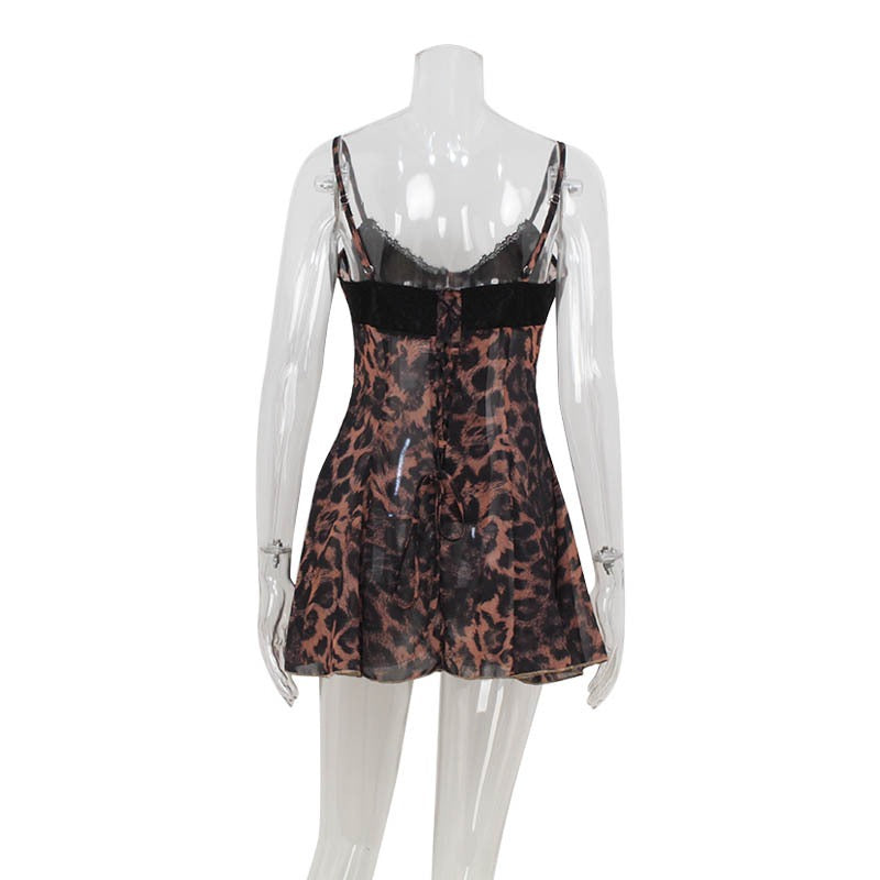 Velin Leopard Lace Mini Dress
