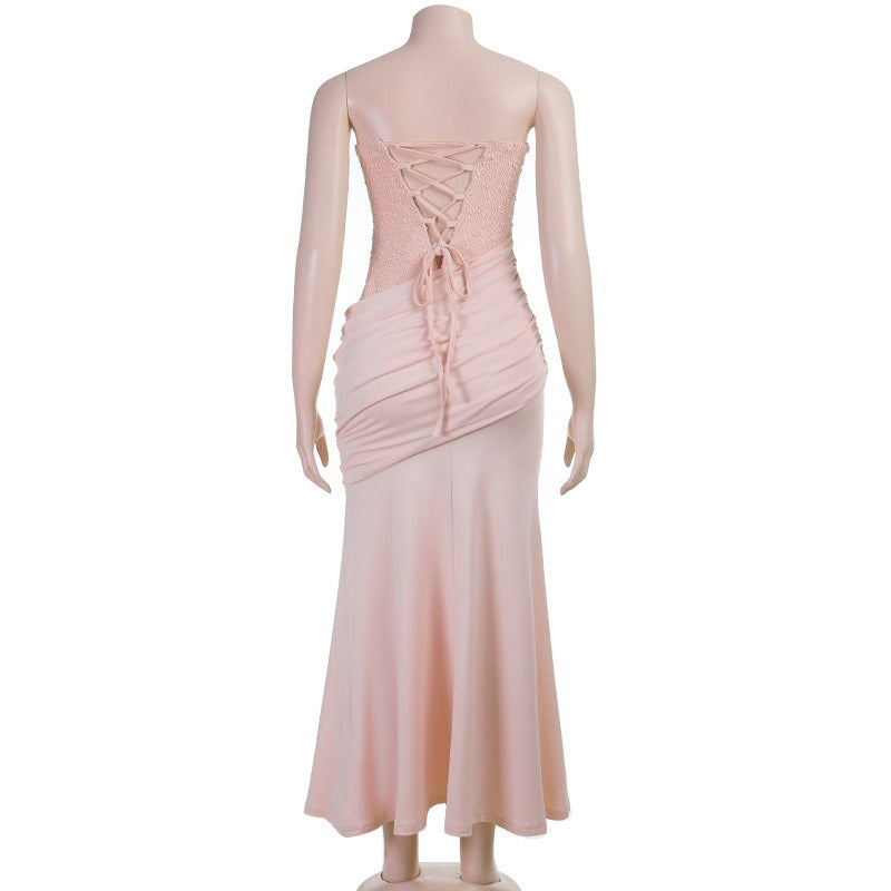 Elvan Strapless Ruched Maxi Dress