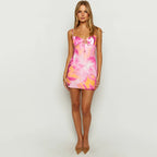 Mireva Pink Sunset Tie-Front Mini Dress