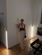 Nadege Polka Dot Lace Corset Maxi Dress