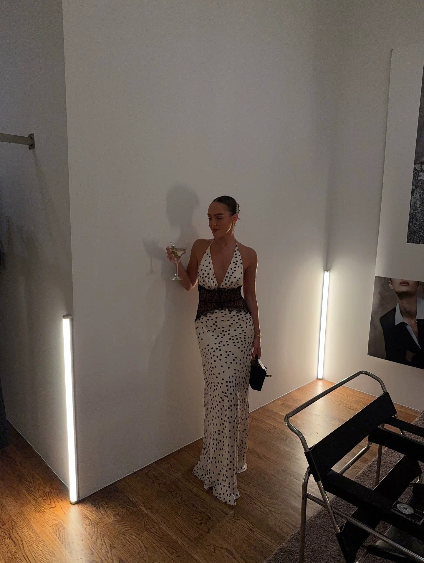 Nadege Polka Dot Lace Corset Maxi Dress