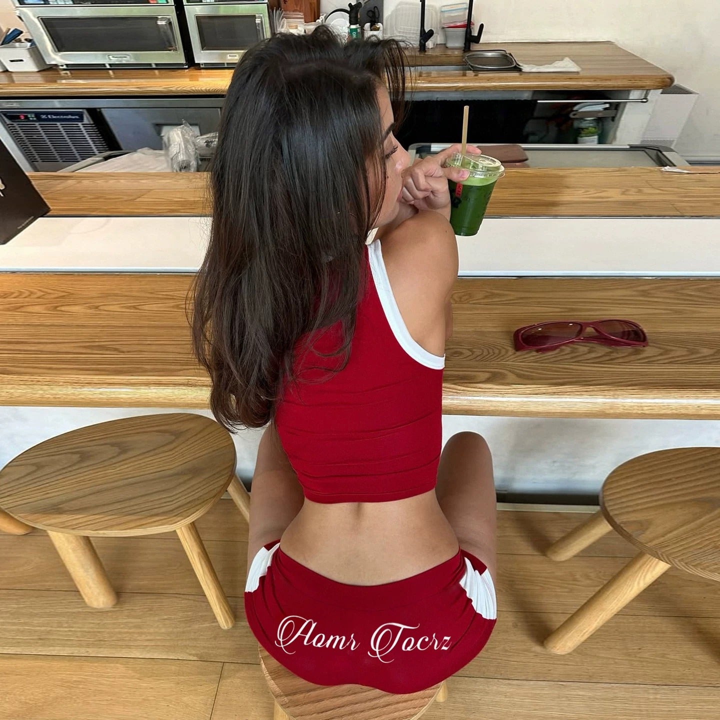 Alina Retro Sporty Crop Top & Shorts Set
