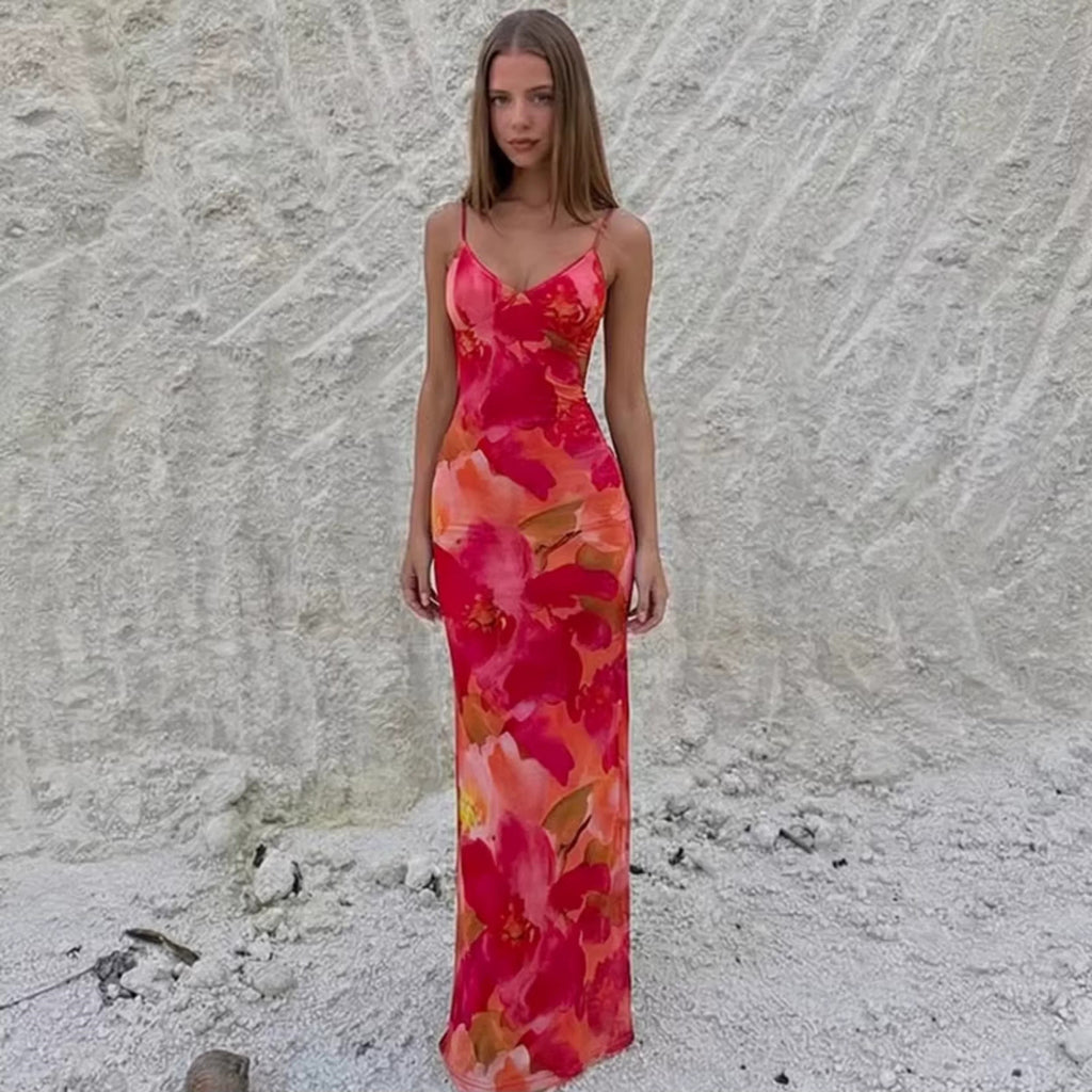 Elysia Floral Sheer Slip Maxi Dress