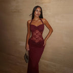 Alira Lace Panel Halter Maxi Dress
