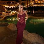 Alira Lace Panel Halter Maxi Dress