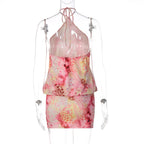 Cerise Backless Halter Mini Dress