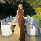 Orya High Neck Draped Maxi Dress