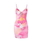 Mireva Pink Sunset Tie-Front Mini Dress