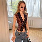 Antea Leopard Lace Sheer Top