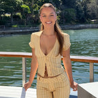 Ilvina Soft Stripe Button Corset Top