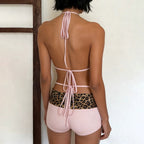 Talia Leopard Print Pink-Trim Bikini Set