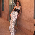Nadege Polka Dot Lace Corset Maxi Dress
