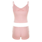 Hanae Pink Contrast Stitch Lounge Set