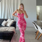 Noreia Pink Floral Lace Maxi Dress