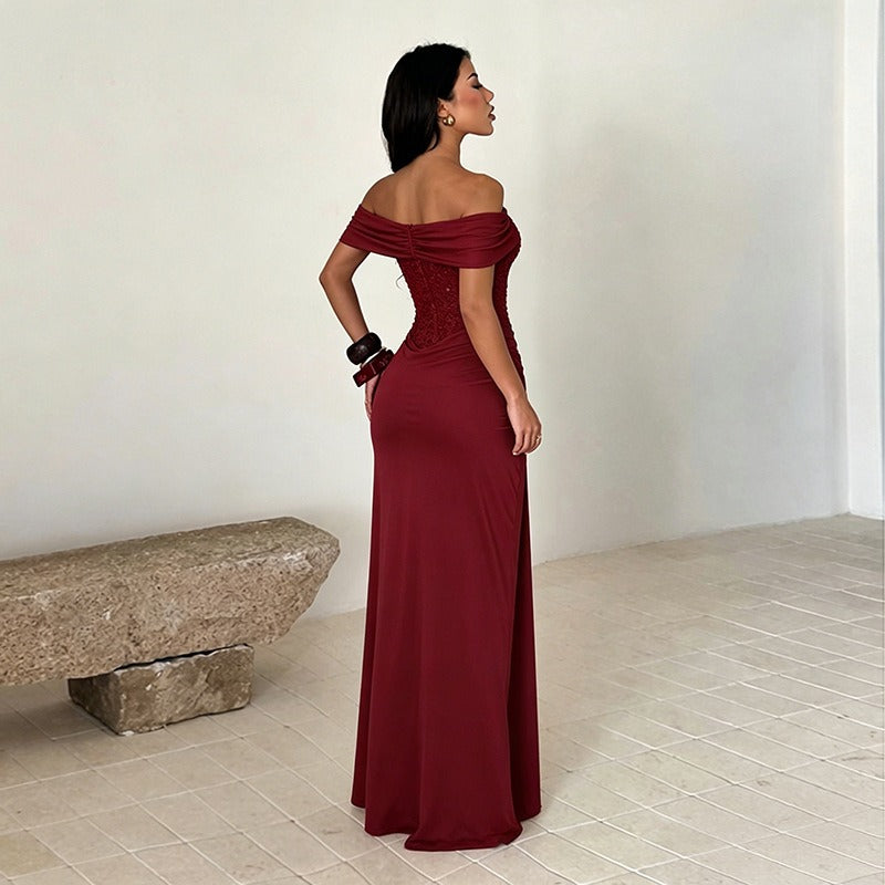Danira Off-Shoulder Draped Maxi Dress