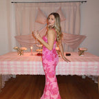 Noreia Pink Floral Lace Maxi Dress