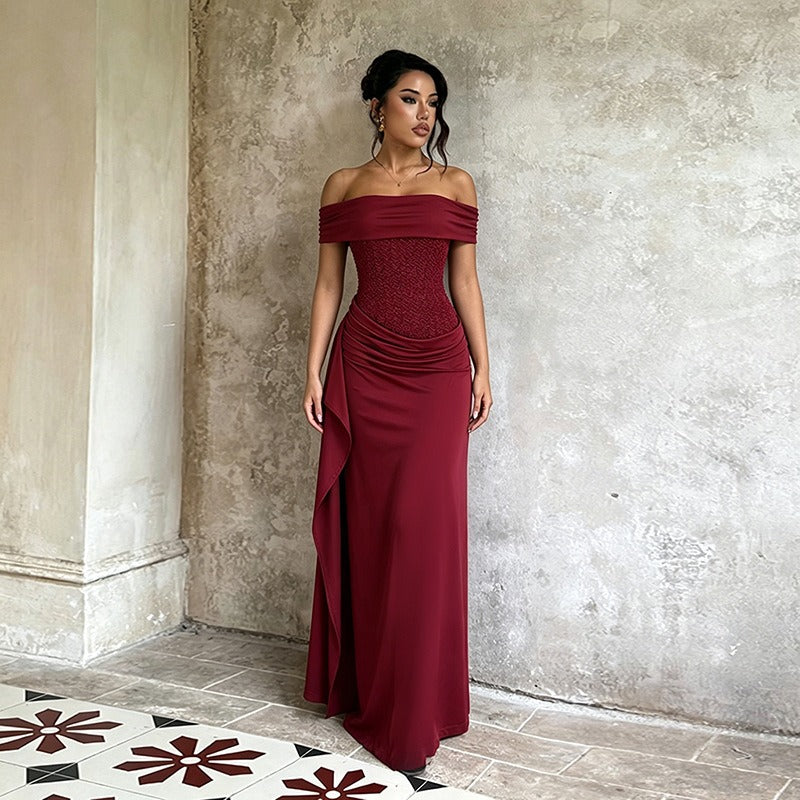 Danira Off-Shoulder Draped Maxi Dress
