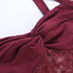 Alira Lace Panel Halter Maxi Dress