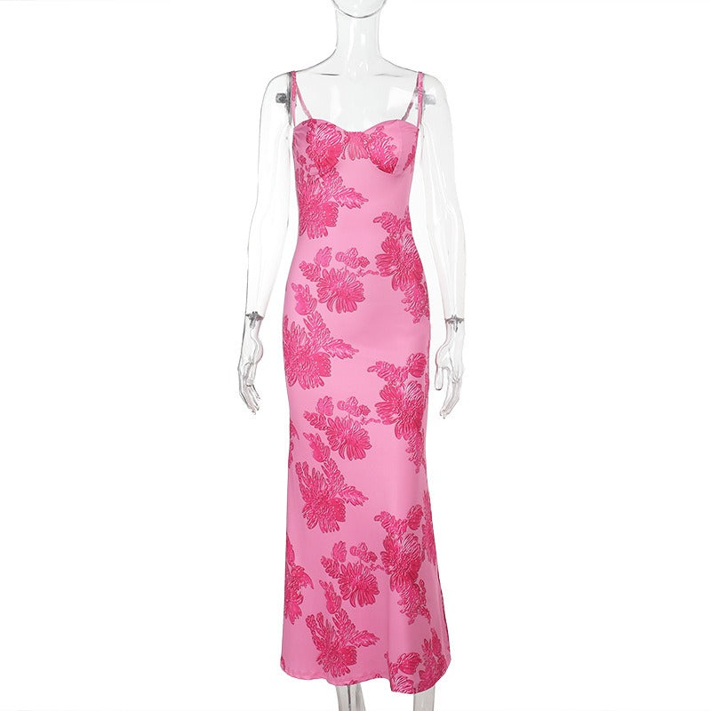 Noreia Pink Floral Lace Maxi Dress
