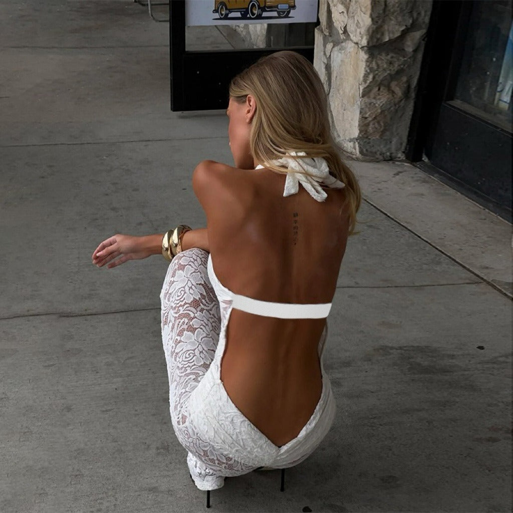 Ysoriah Lace Halter Jumpsuit
