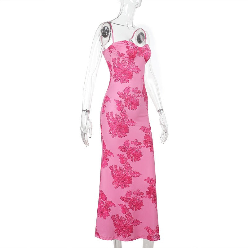 Noreia Pink Floral Lace Maxi Dress