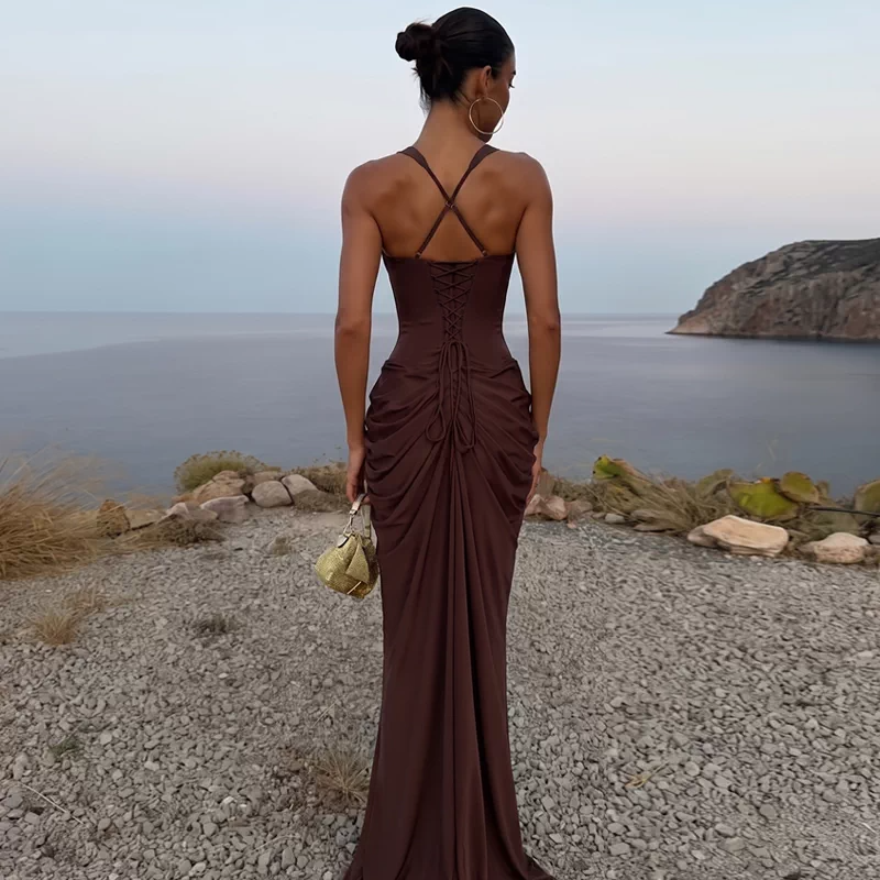Soleil Ruched Bustier Maxi Dress