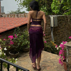 Elara Lace Trim Halter Top & Asymmetrical Skirt Set