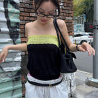 Reese Black Strapless Lace Trim Top
