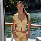 Ilvina Soft Stripe Button Corset Top