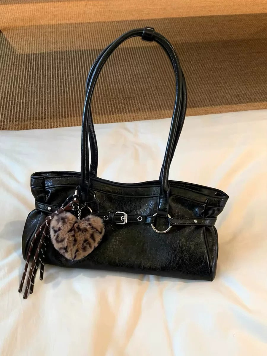 Cecily Vintage Waxed Leather Buckle Tote Bag