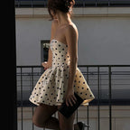 Gemma Vintage Polka Dot Strapless Mini Dress