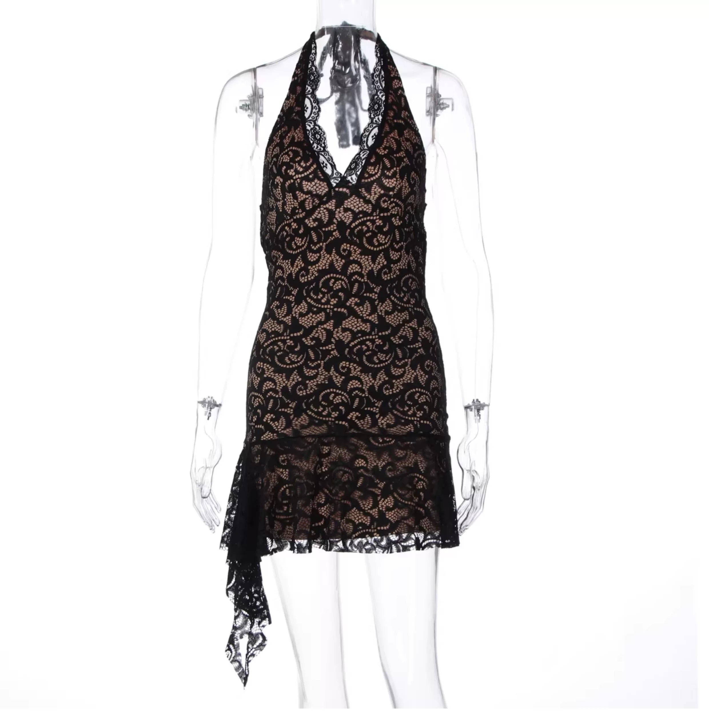 Elysia Lace Halter Mini Dress