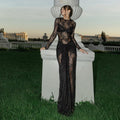 Sariel Lace Maxi Dress with Draped Waist Detail