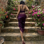 Elara Lace Trim Halter Top & Asymmetrical Skirt Set
