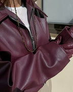 Geneva Faux Leather Bomber Jacket