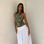 Kaia Camouflage Sequin Halter Top