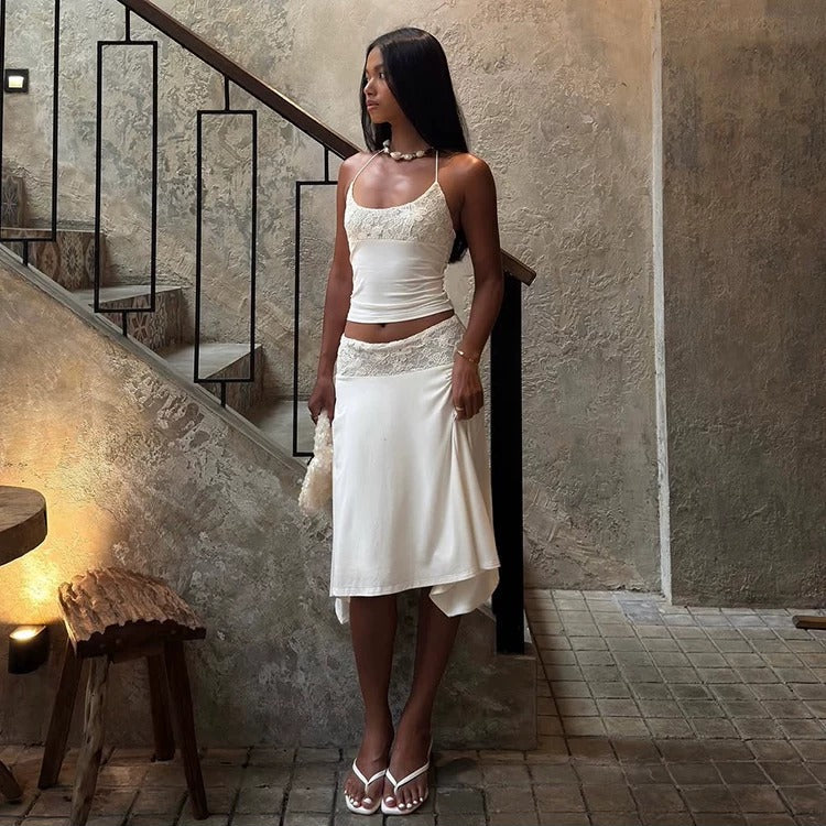 Freya Lace Trim Cami & Asymmetrical Skirt Set