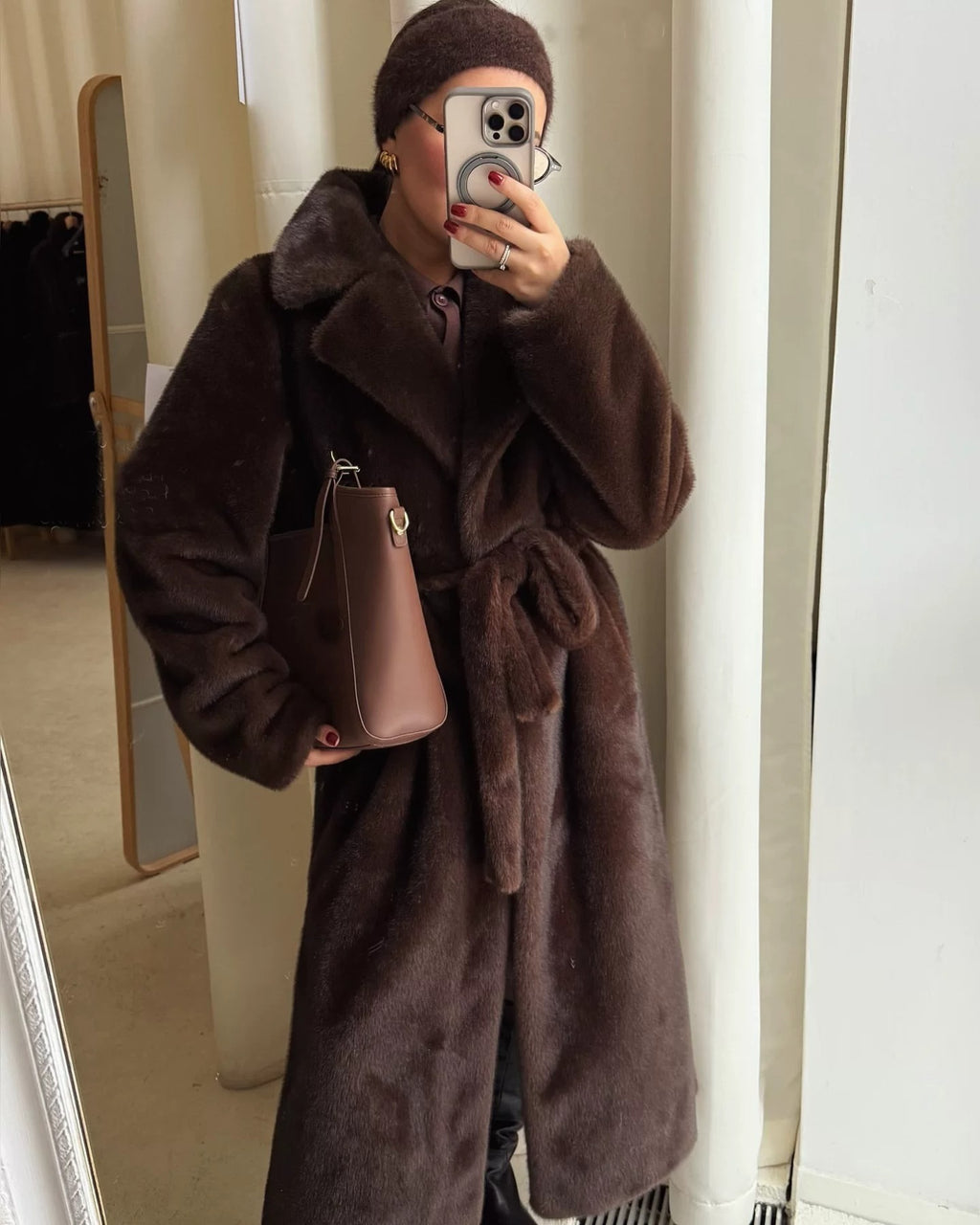 Tabitha Chocolate Faux Fur Coat