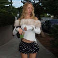 Faux Fur Trim Off-Shoulder Top
