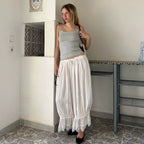 Willa Lace Trim Ruffle Capri Pants